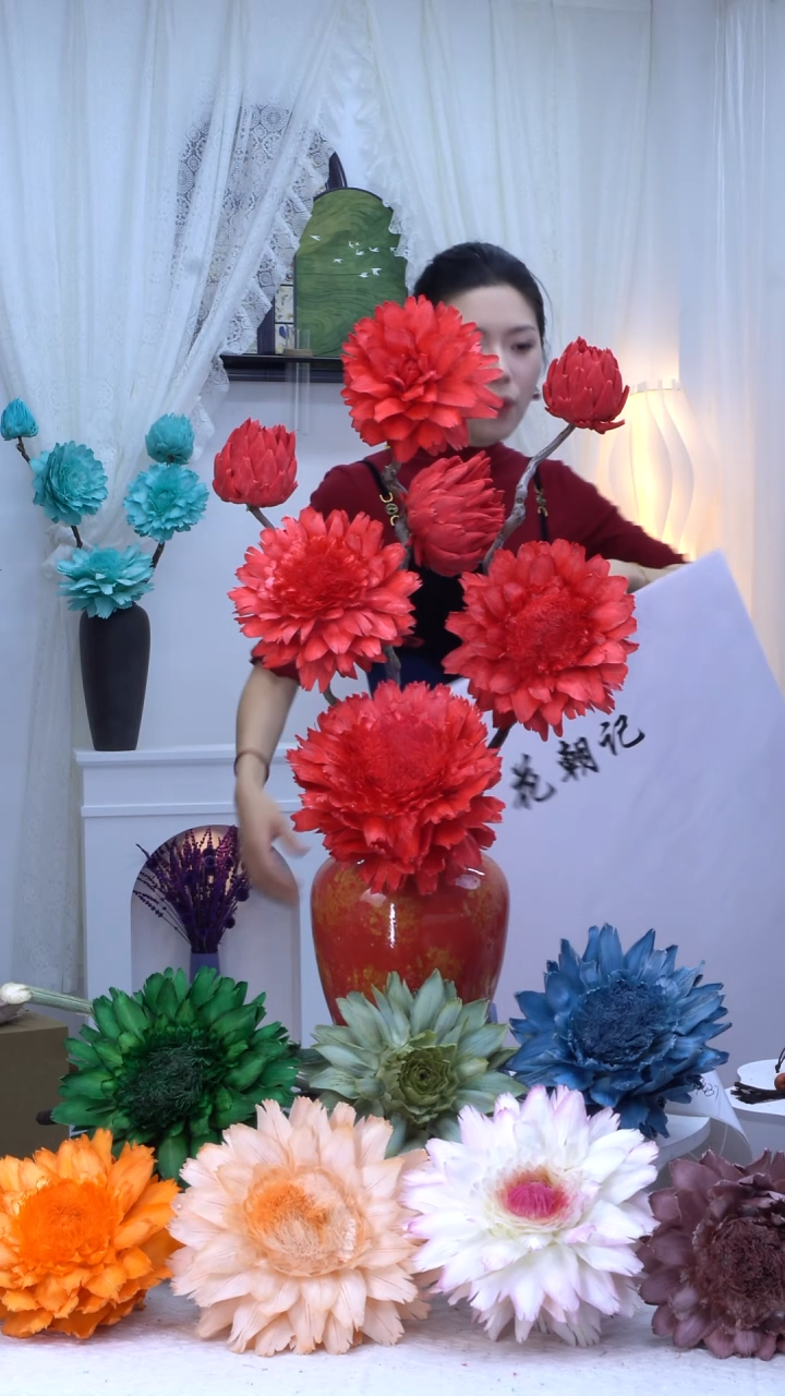 龙枣支洋蓟红色【带花瓶】