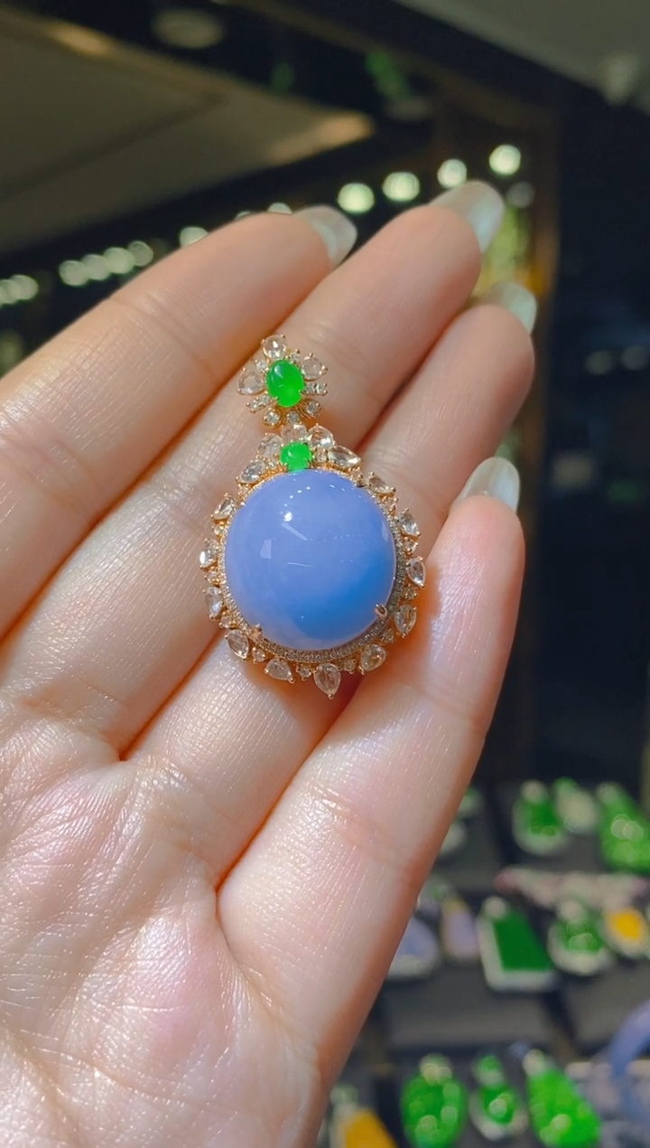 【闪购商品】翡翠吊坠(赠链)18K金镶嵌020