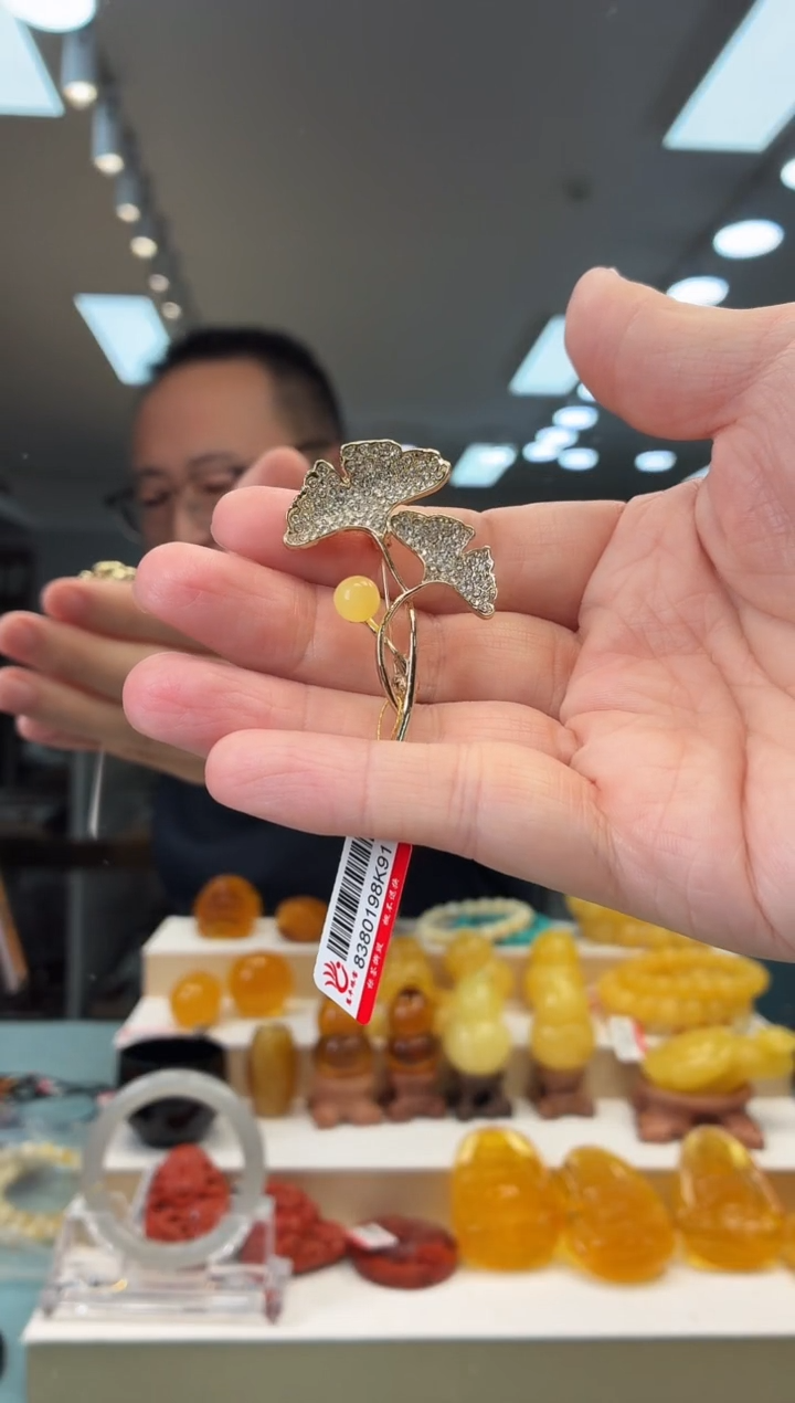 琥珀颈饰未镶嵌胸针