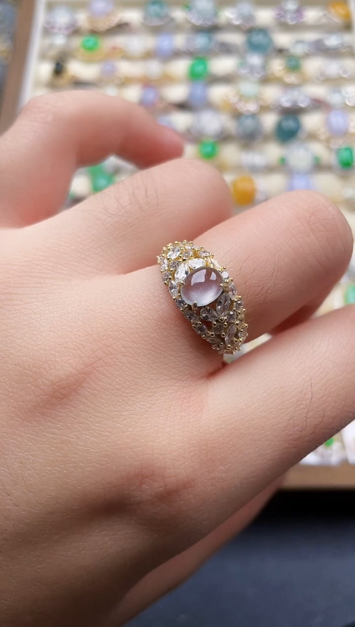 银S925镶嵌戒指翡翠157