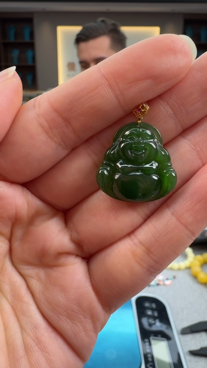 【闪购商品】和田玉（碧玉）颈饰18K金镶嵌秒拍号236