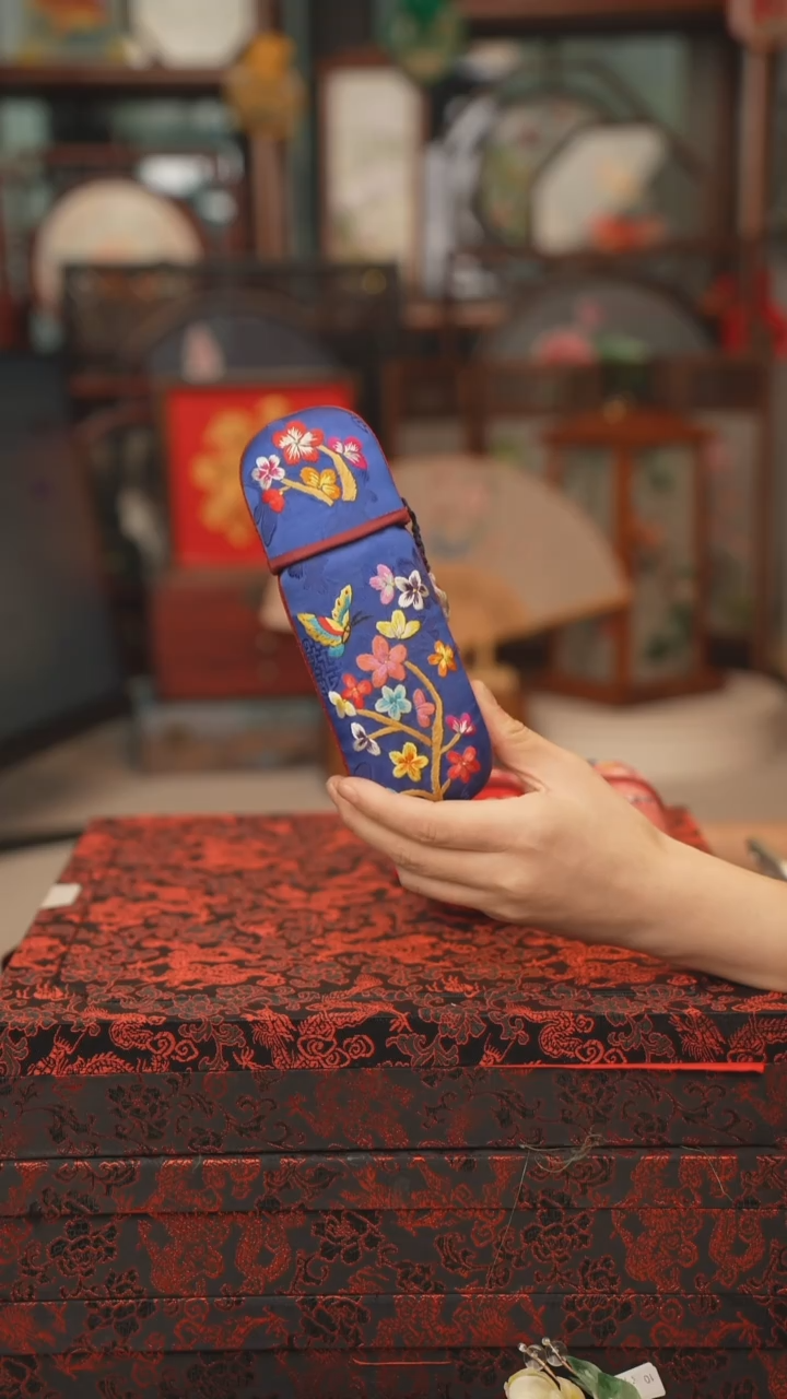 扇子眼镜盒  绣花非遗