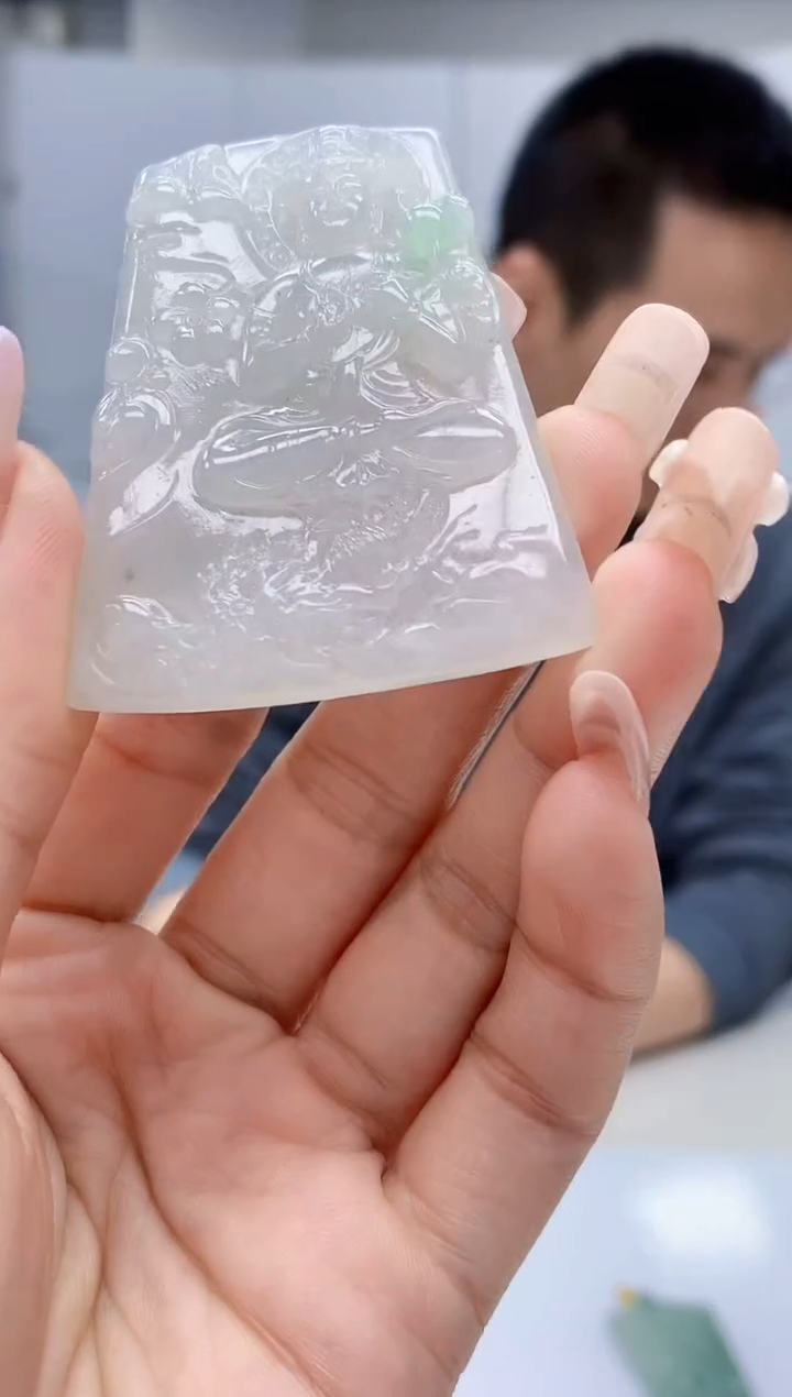 【闪购商品】定制翡翠未镶嵌3916lr-毛货挂件69