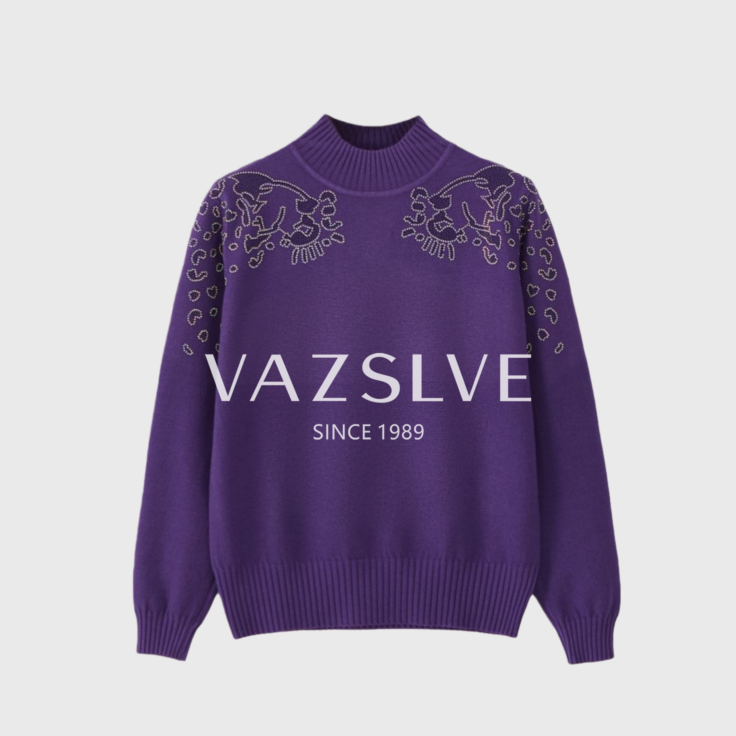 【VAZSLVE/全新奢品】捡漏 羊绒重工钻饰艺术花纹针织毛衣msl1156