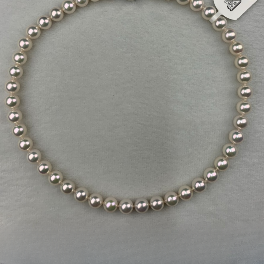 【极光花珠】海水珍珠AKOYA珠串8.5-9mm吉尔德青粉光极强光礼物送人