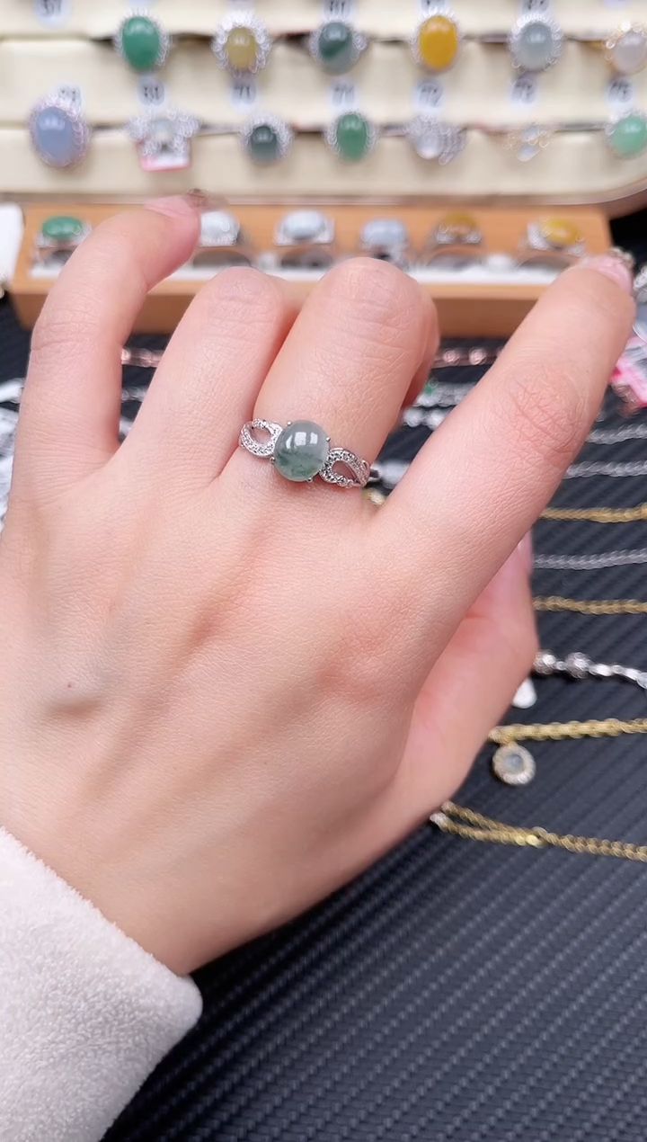 【闪购商品】翡翠戒指银S925镶嵌戒指22