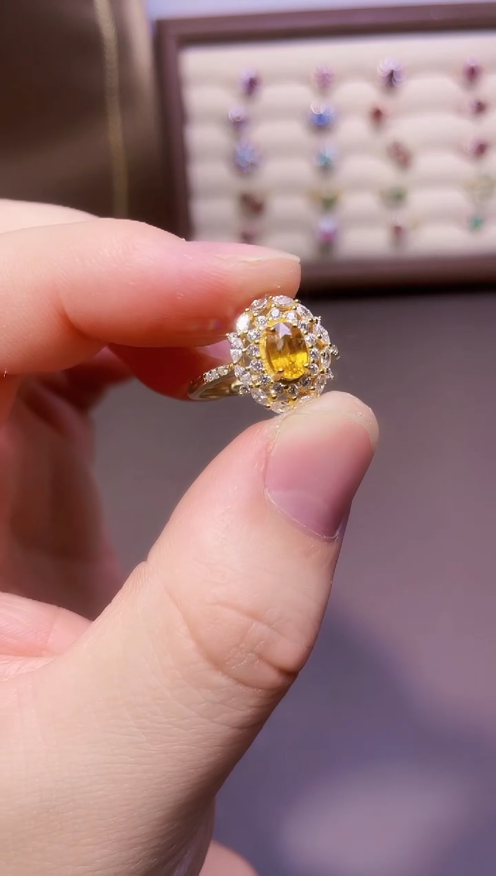 【闪购商品】彩色蓝宝石戒指银S925镶嵌一枚