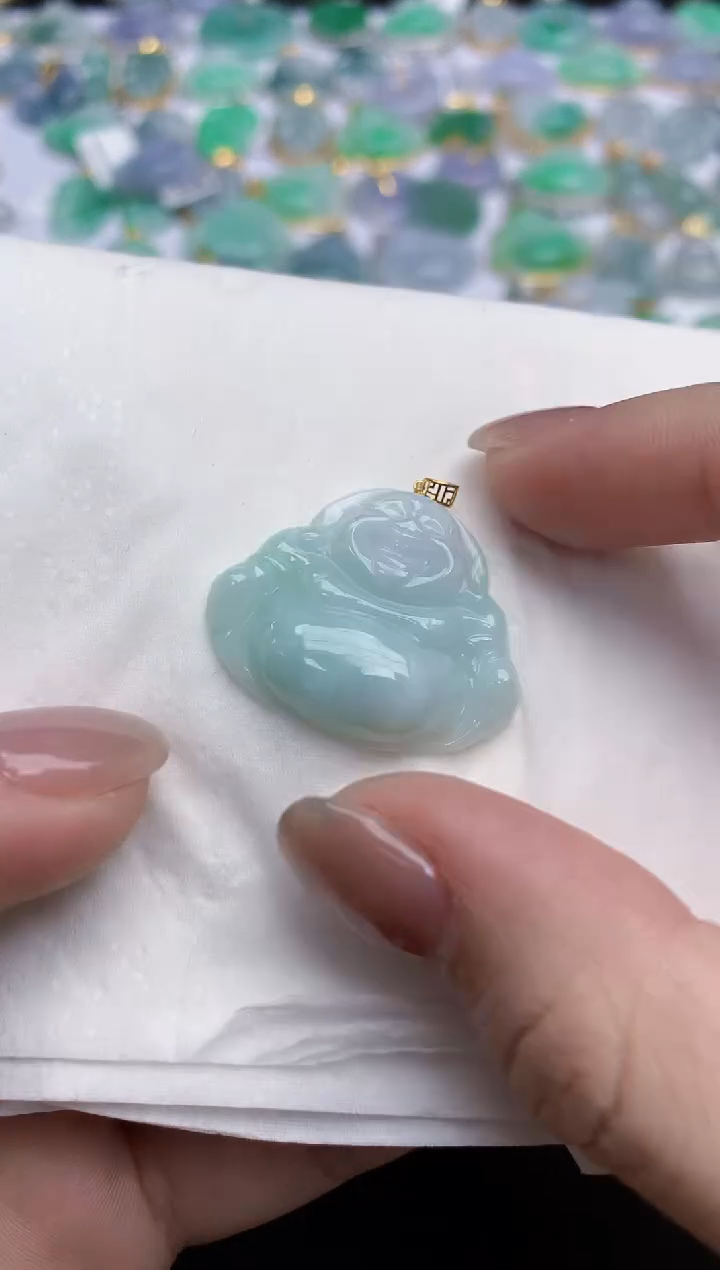 【闪购商品】翡翠颈饰18K金镶嵌天然缅甸翡翠A货