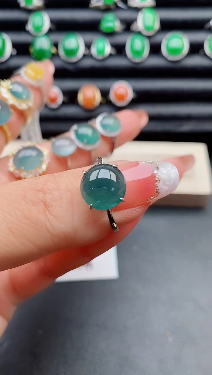 【闪购商品】翡翠戒指银S925镶嵌80800