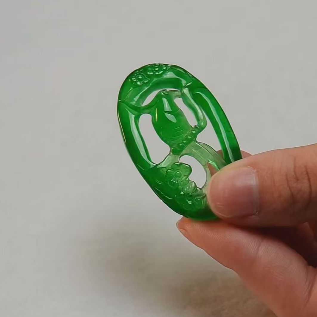 【华夏文物甄选商店02235】翡翠喜上眉梢