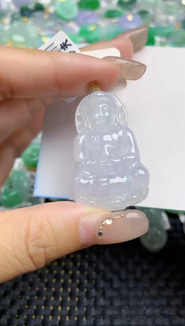 颈饰18K金镶嵌翡翠天然缅甸A货翡翠百元以上9元证书费自理