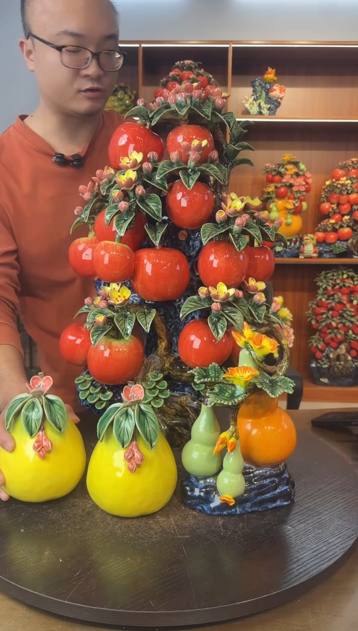 陶瓷陶瓷苹果树摆件