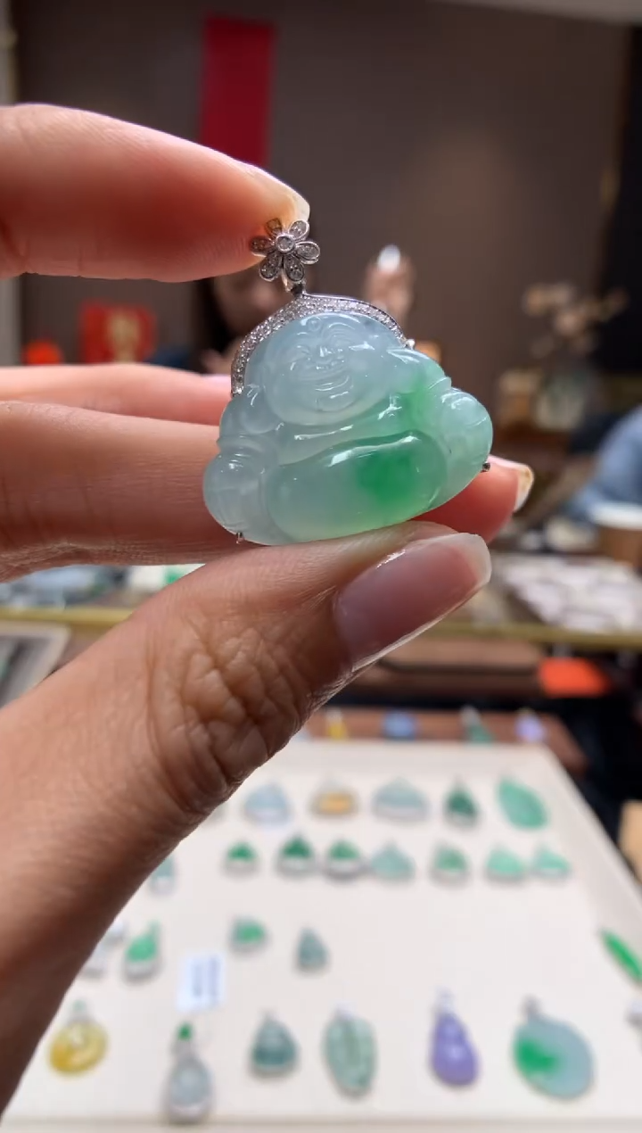 【闪购商品】翡翠颈饰18K金镶嵌佛公