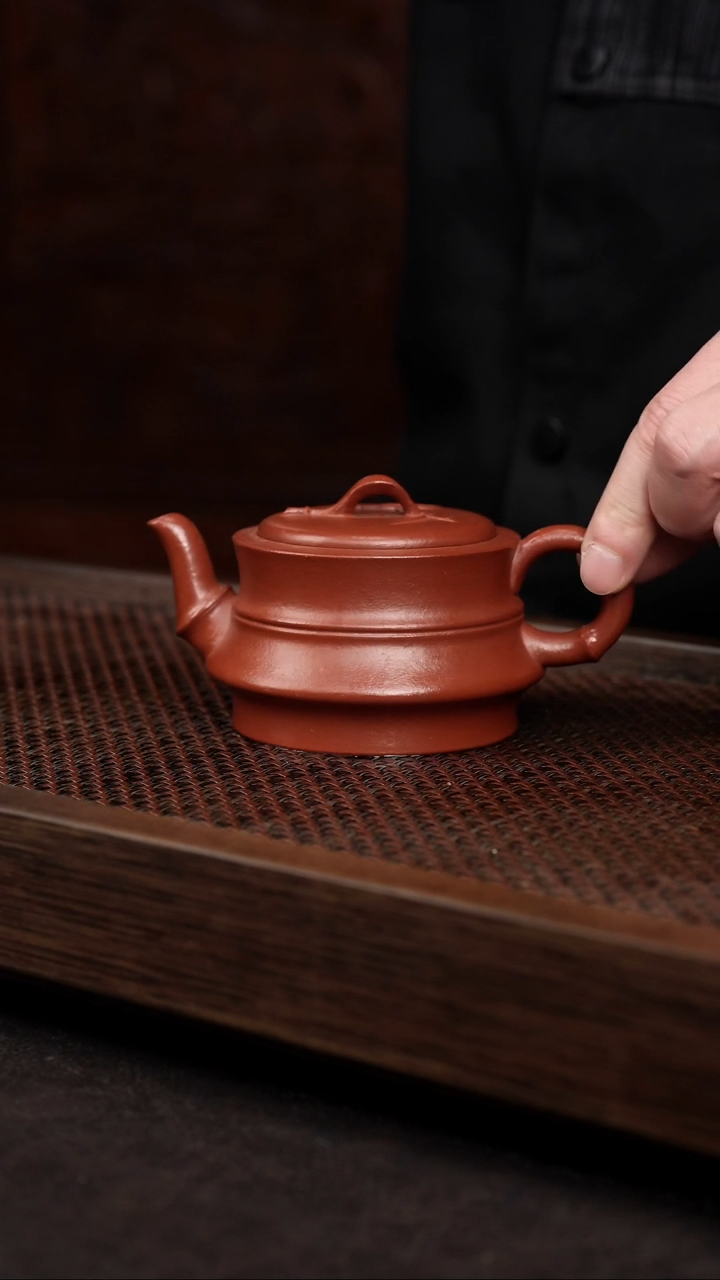 【闪购商品】紫砂茶壶红降坡竹鼓壶