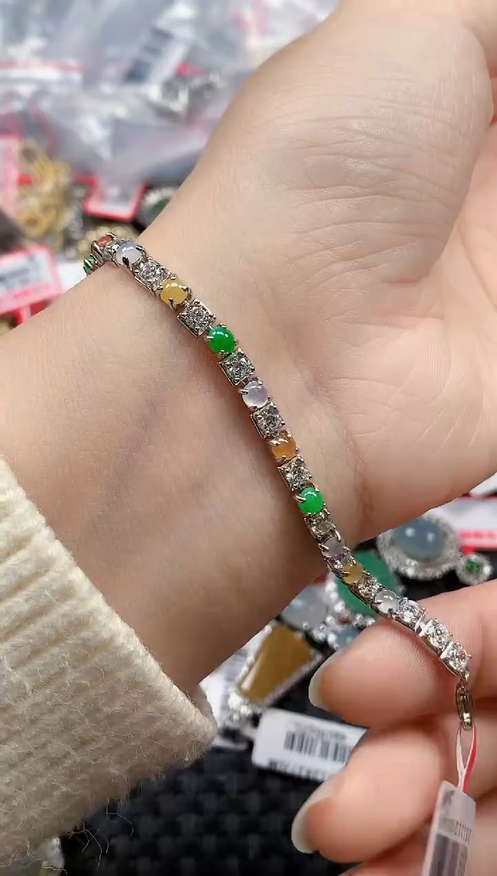 银S925镶嵌戒指翡翠天然A货缅甸翡翠