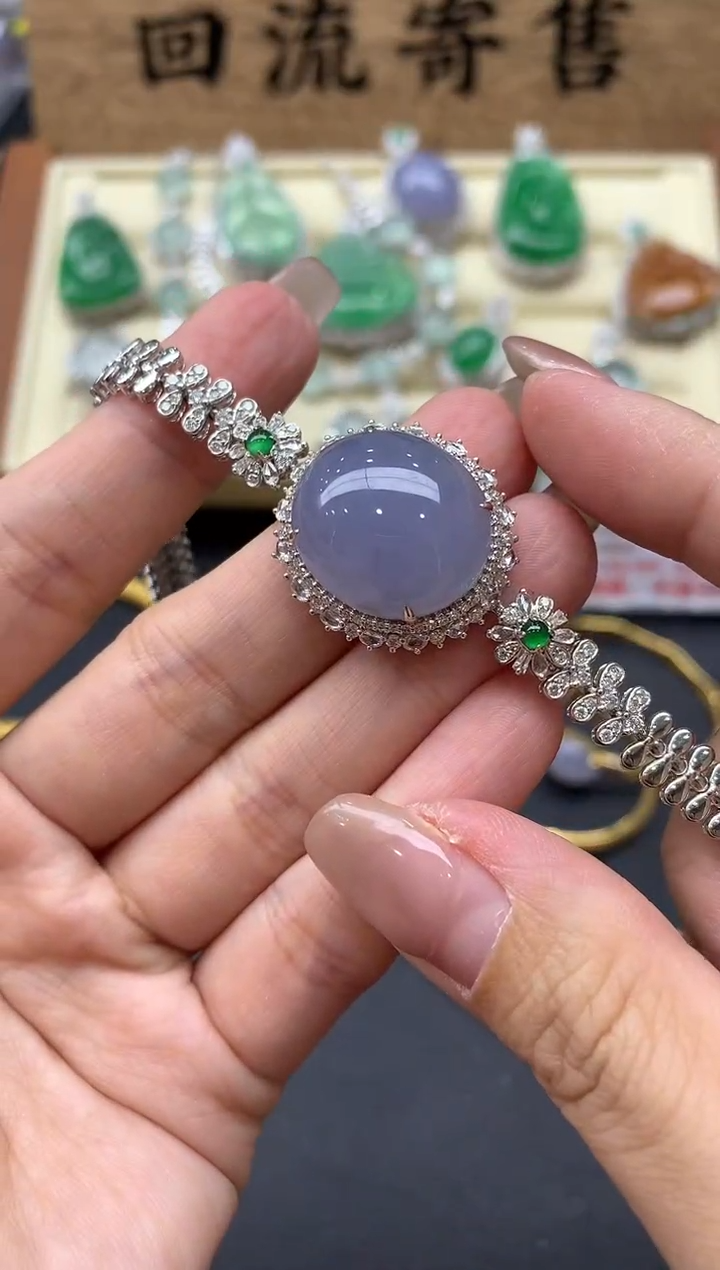 【闪购商品】翡翠手链18K金镶嵌625-中国好珍宝