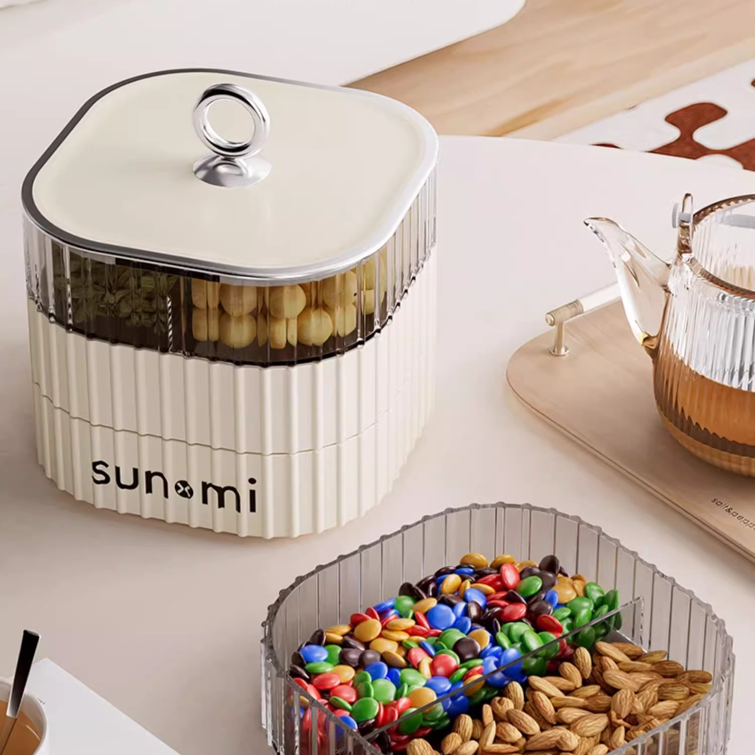 家用新款轻奢高档瓜子干果收纳盒过年果盘零食盘果盘干果零食盘