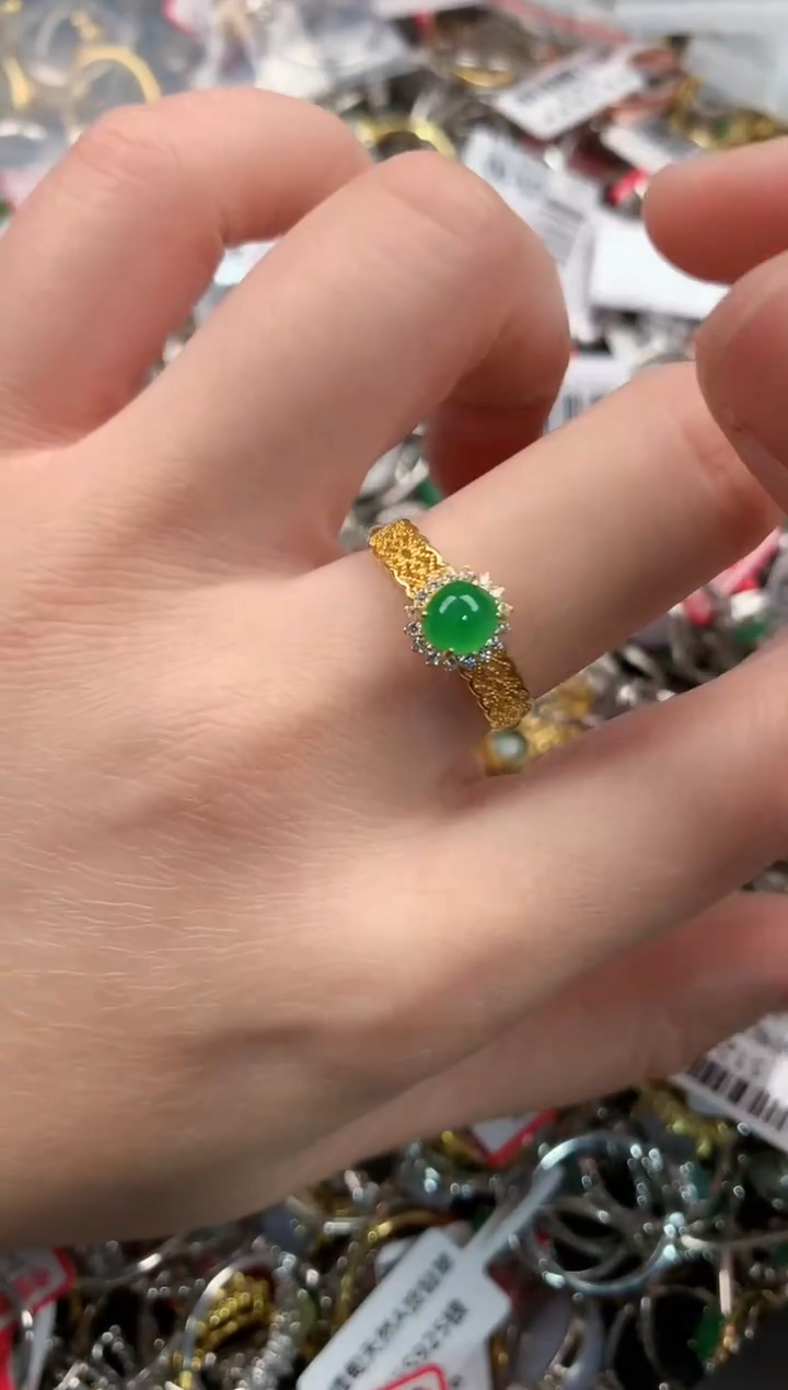 银S925镶嵌戒指翡翠10   3