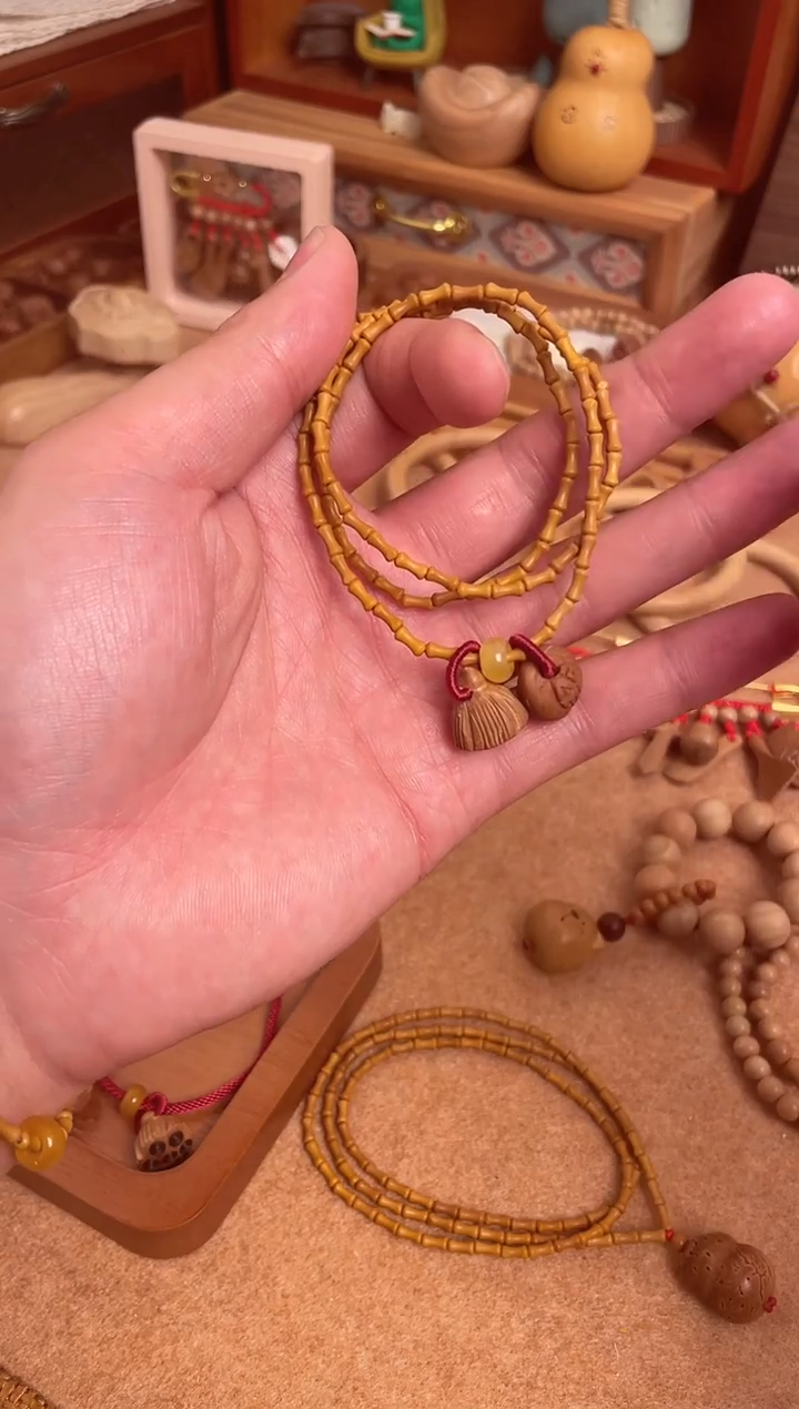 竹节手串一物一拍好运连连三圈加黄跑环
