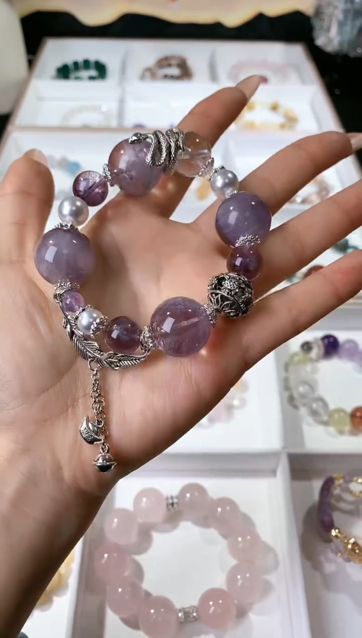 【闪购商品】水晶手链合金紫兔毛大卡设计款