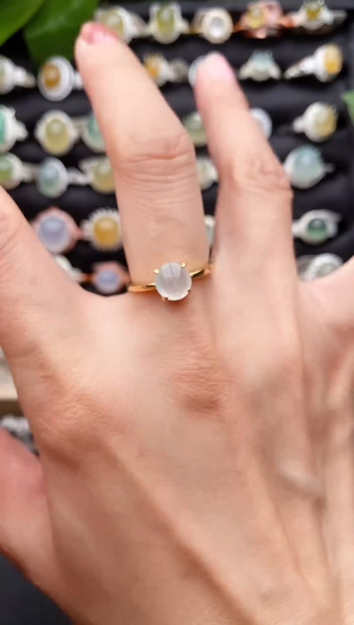 【闪购商品】翡翠戒指银S925镶嵌缅甸天然A货翡翠22  5-4