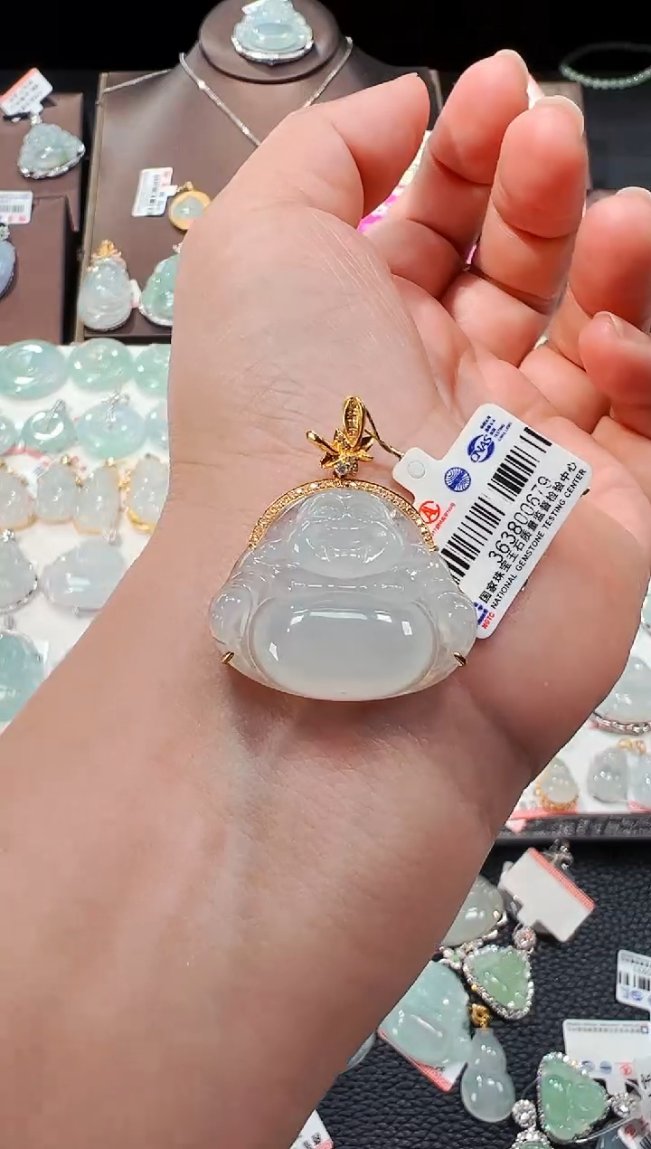 【闪购商品】翡翠吊坠(不含链)18K金镶嵌佛公吊坠679