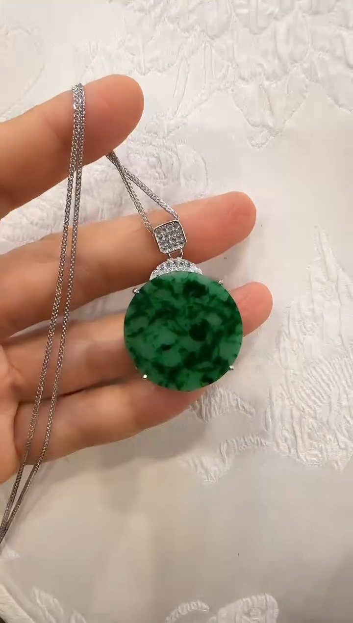 翡翠银S925镶嵌颈饰国风