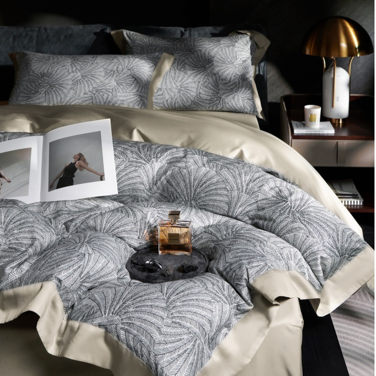 纯棉印花四件套 现代轻奢风数码印双面美式花高端简约床上用品