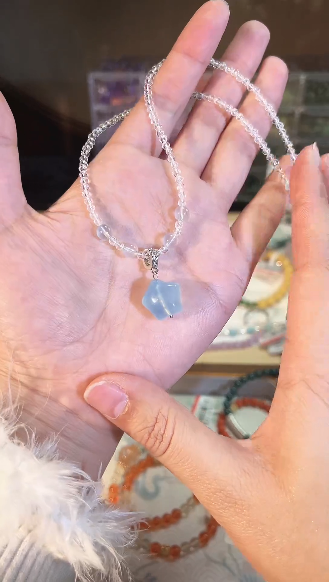 【闪购商品】海蓝宝石颈饰未镶嵌F98项链