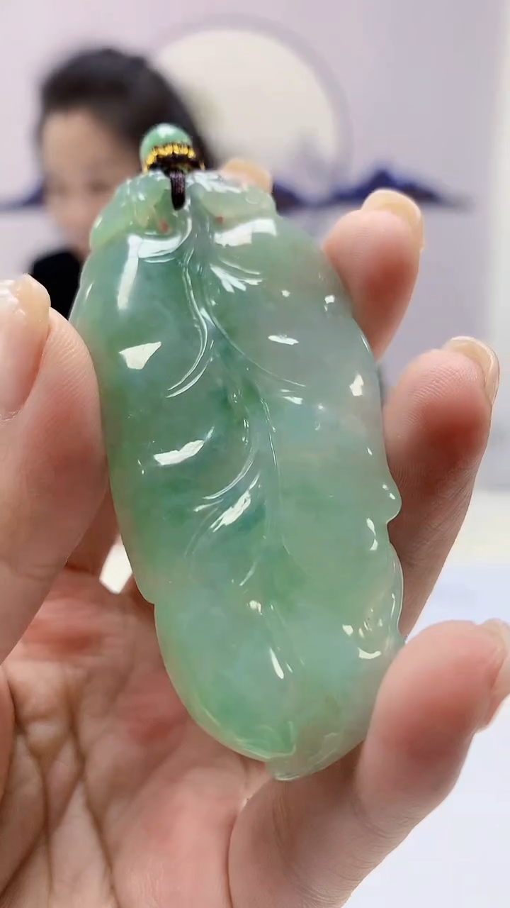 【闪购商品】定制翡翠未镶嵌4902ms-毛货叶子3