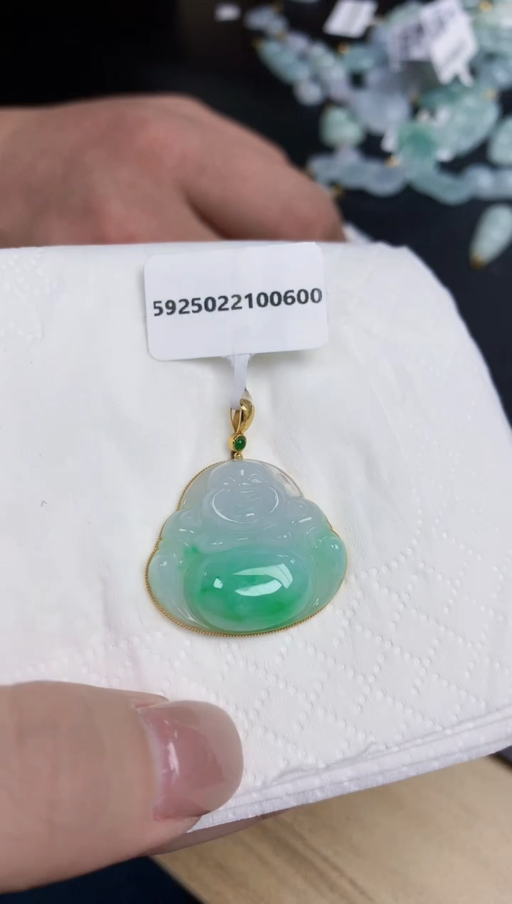 【闪购商品】翡翠颈饰18K金镶嵌天然缅甸翡翠A货
