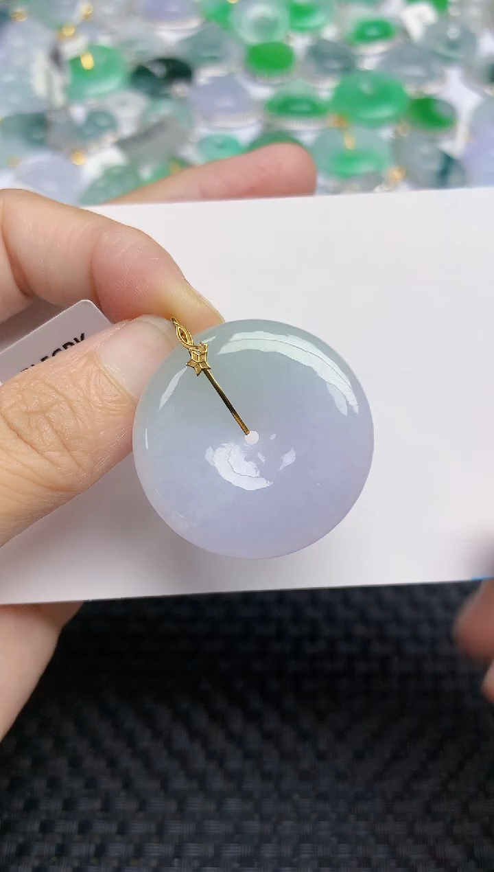 翡翠18K金镶嵌颈饰天然缅甸A货翡翠百元以上9元证书费自理