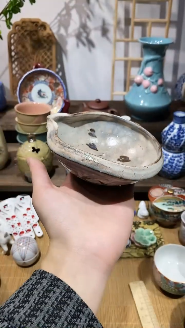 瓷片橘吉灰釉公道杯