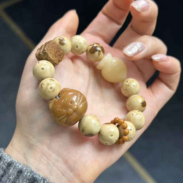 花皮紫金鼠象牙果胖猫文玩原创手作