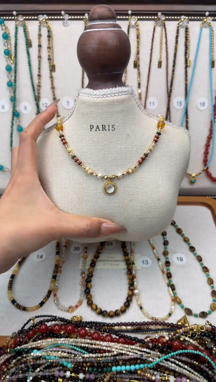 项链钛钢石英质玉新款