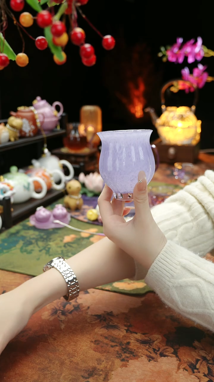 【闪购商品】紫色水晶琉璃水仙主人杯110cc