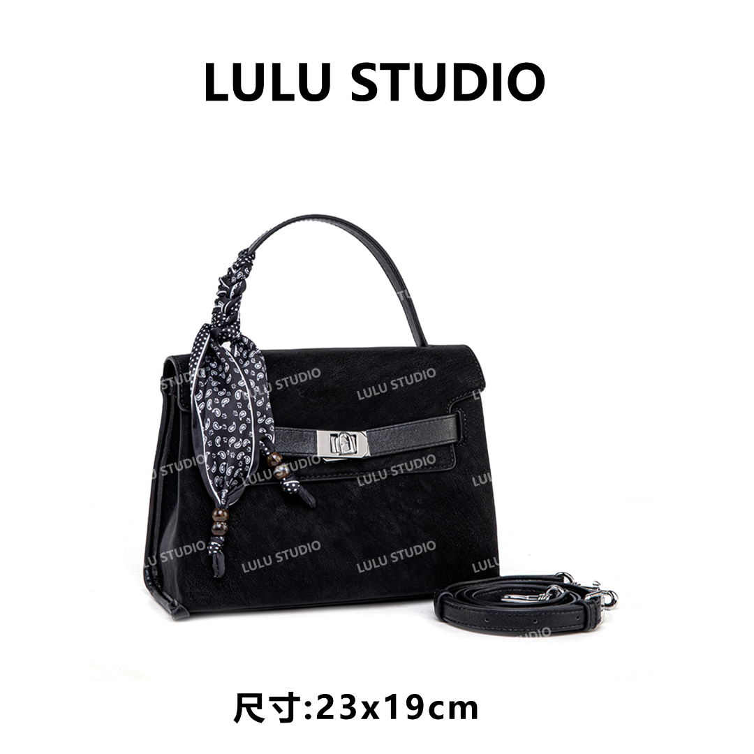 【LULU】QYX-81749-黑色RAIN.CUN气质时尚百搭简约斜跨轻奢女包