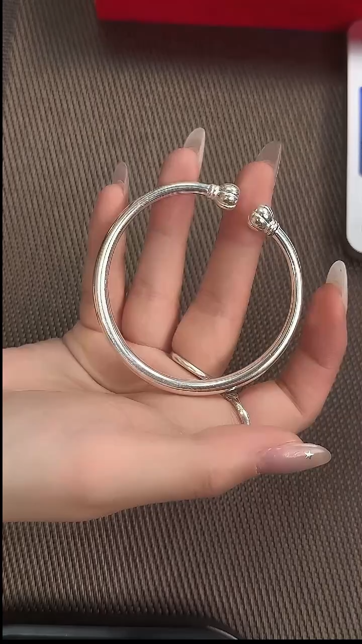 无足银 [半亩银田]足银南瓜光面手镯