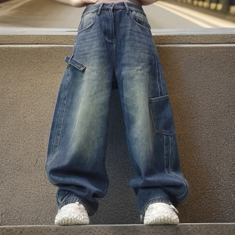 冬款加绒大版牛仔弯刀裤