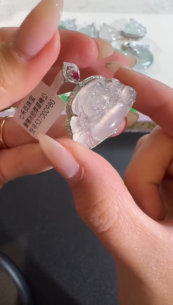 【闪购商品】翡翠吊坠(不含链)18K金镶嵌【源头工厂】宝石钻石镶嵌