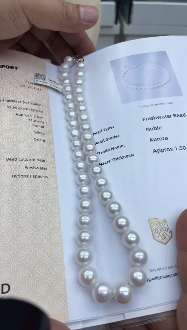 【闪购商品】淡水珍珠颈饰银S925镶嵌9.5-11.8极光五星欧若拉项链