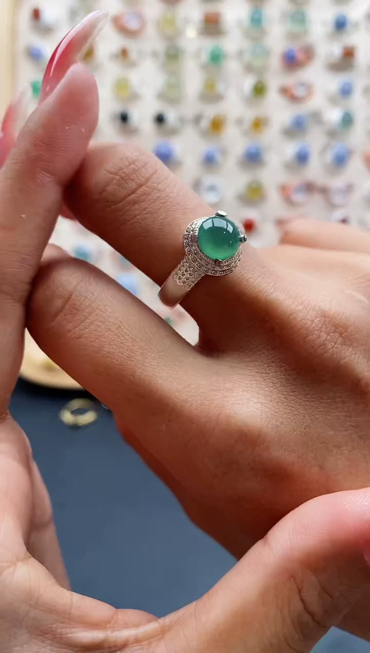 【闪购商品】翡翠戒指未镶嵌缅甸天然A货翡翠111 9+7