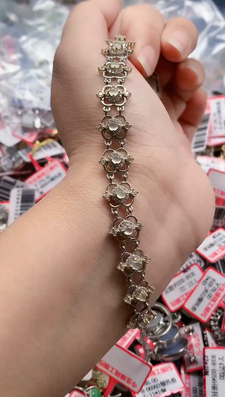 银S925镶嵌戒指翡翠天然A货缅甸翡翠