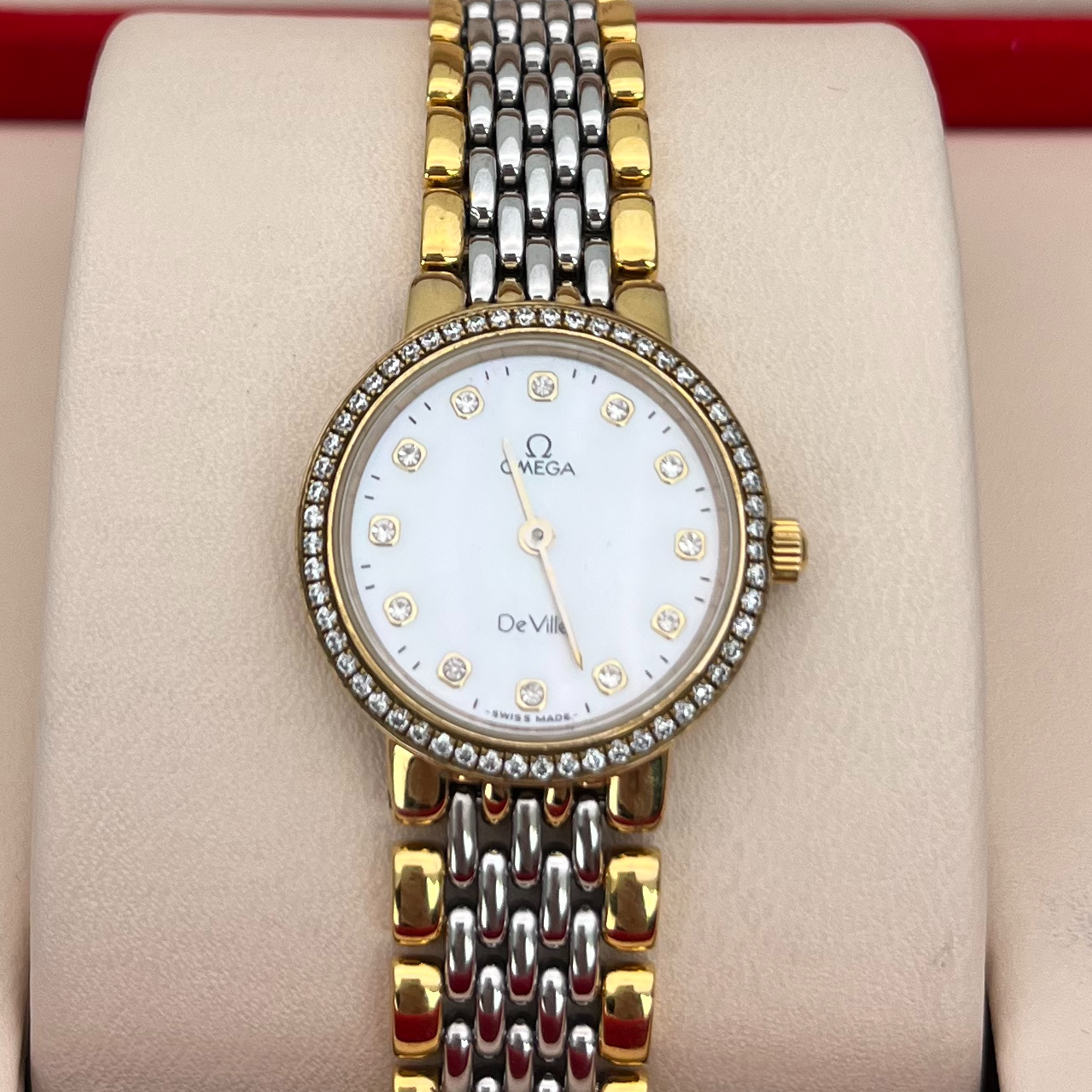 95新 Omega/欧米茄 22.5mm石英表JM4667碟飞后钻瑞士名表凯5