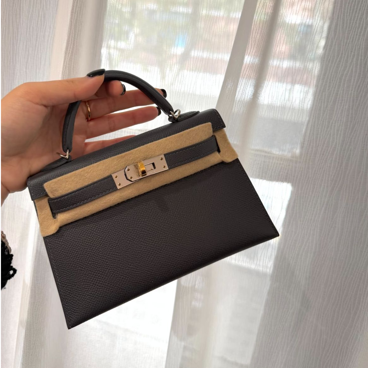 99新 Hermes/爱马仕 Kelly二代单肩包/石板灰K刻/251207YHPYHP01