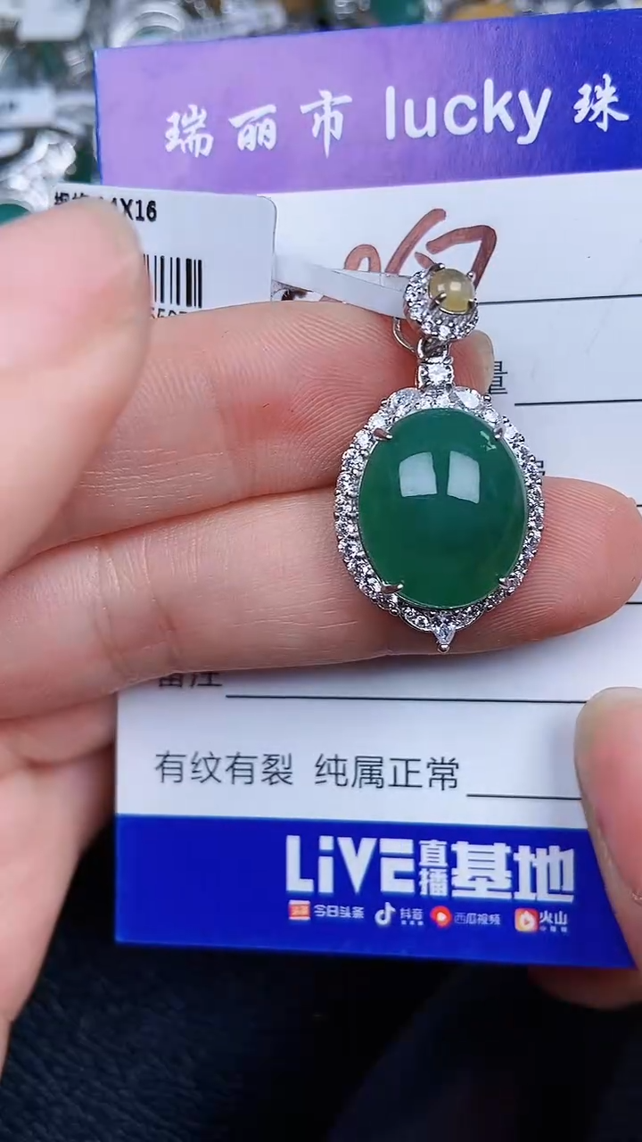 颈饰银S925镶嵌翡翠0067