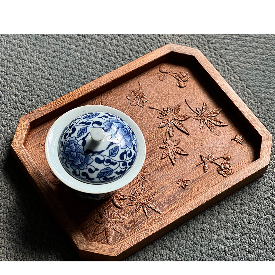 鸡翅木枫叶托盘果盘
