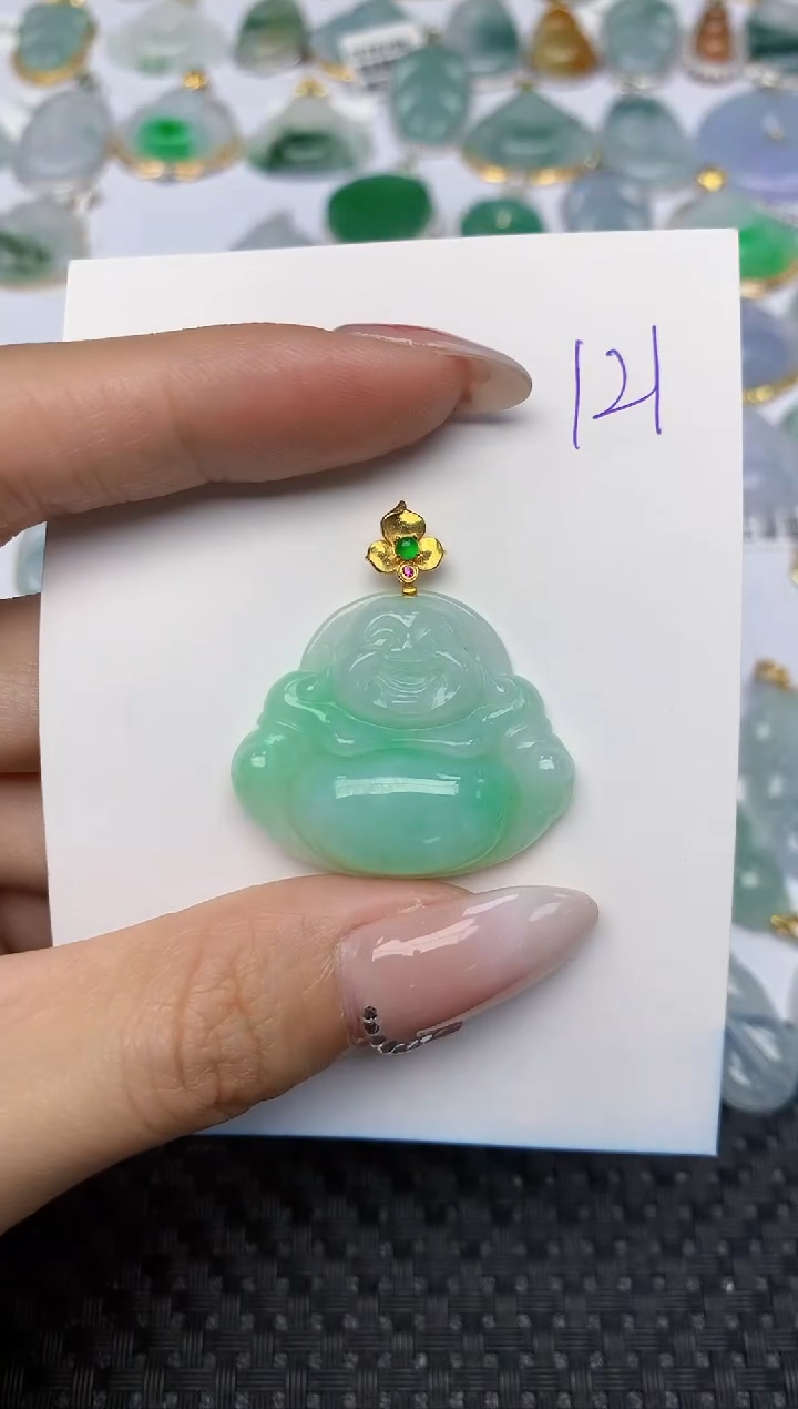 【闪购商品】翡翠颈饰18K金镶嵌 天然翡翠A货