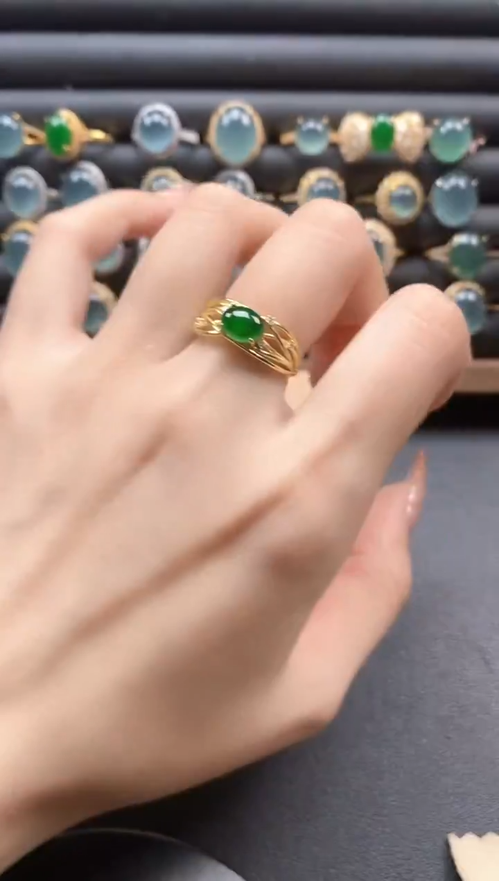 银S925镶嵌戒指翡翠51511