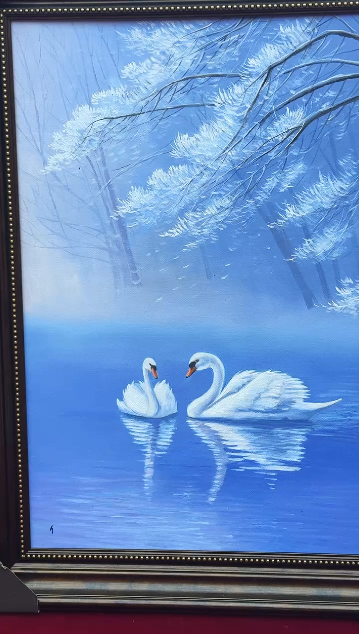 油画29管伟骏40*60天鹅精品油画作品